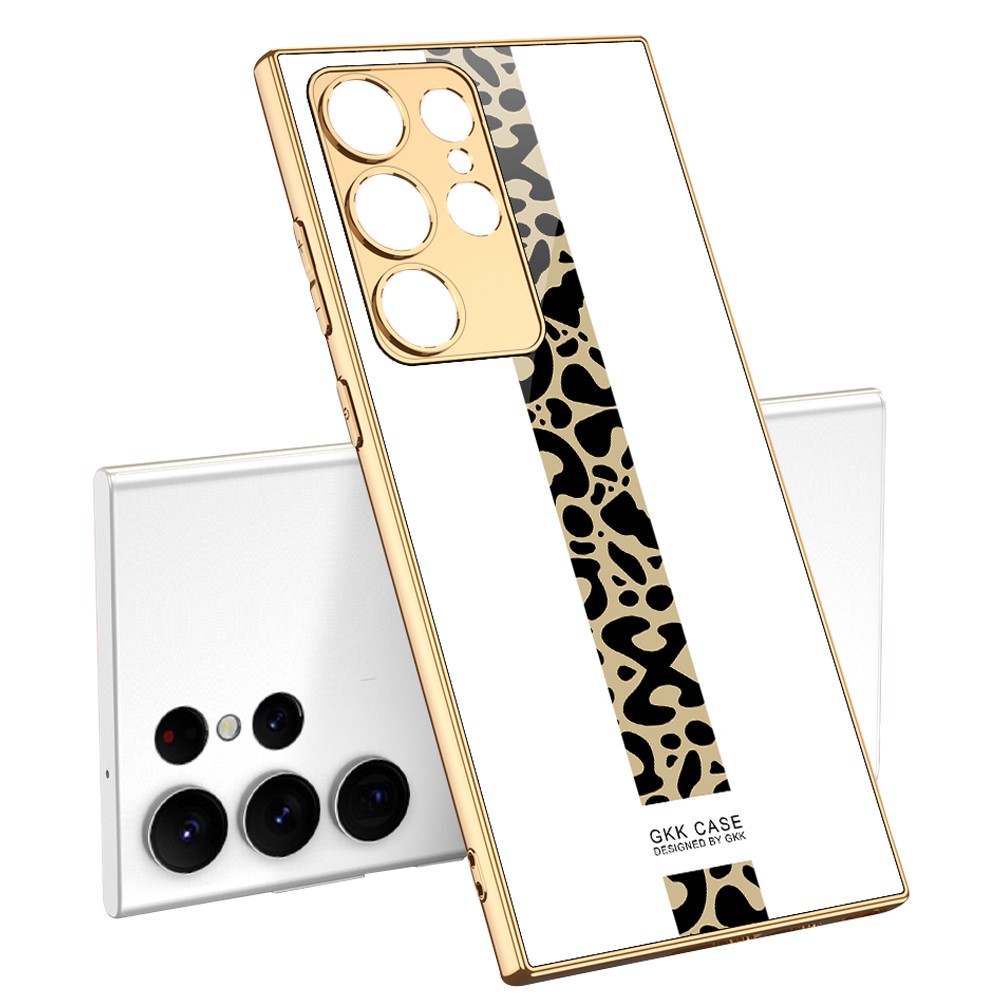 GKK GKK Galaxy S24 Ultra Skal Härdat Glas Electroplate Leopard