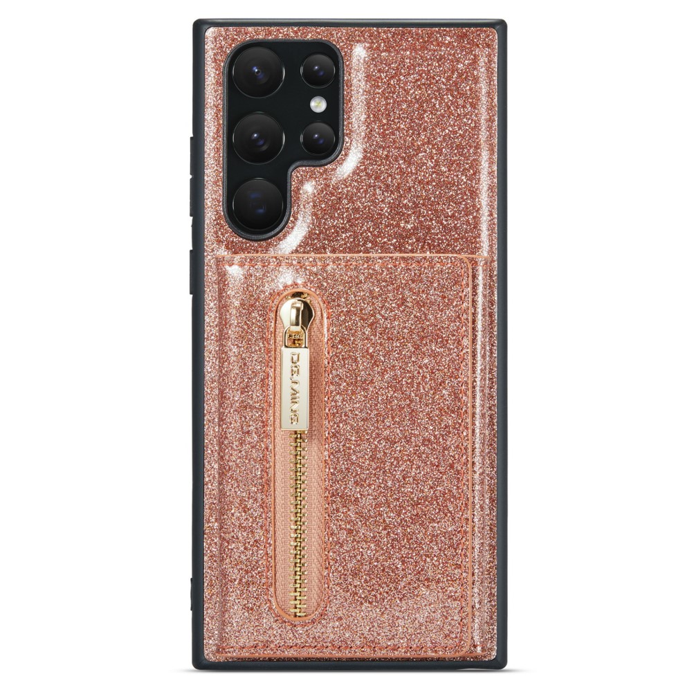 DG.MING DG.MING Galaxy S24 Ultra Skal Magnetisk Plånbok Glitter Roséguld