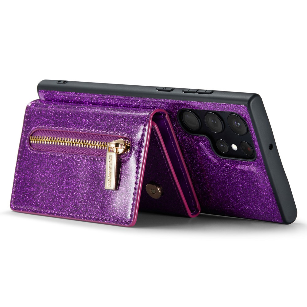 DG.MING DG.MING Galaxy S24 Ultra Skal Magnetisk Plånbok Glitter Lila
