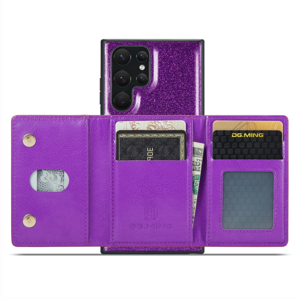 DG.MING DG.MING Galaxy S24 Ultra Skal Magnetisk Plånbok Glitter Lila
