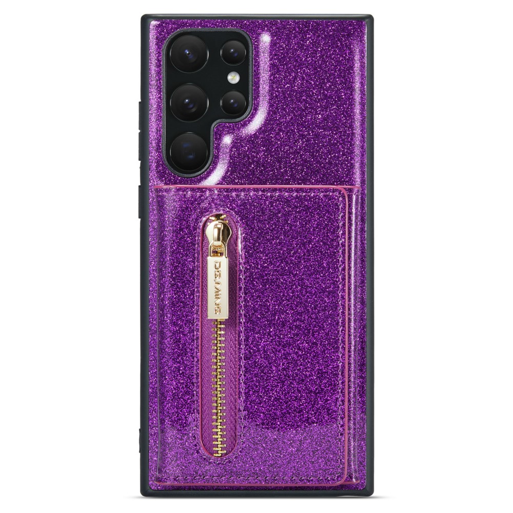 DG.MING DG.MING Galaxy S24 Ultra Skal Magnetisk Plånbok Glitter Lila