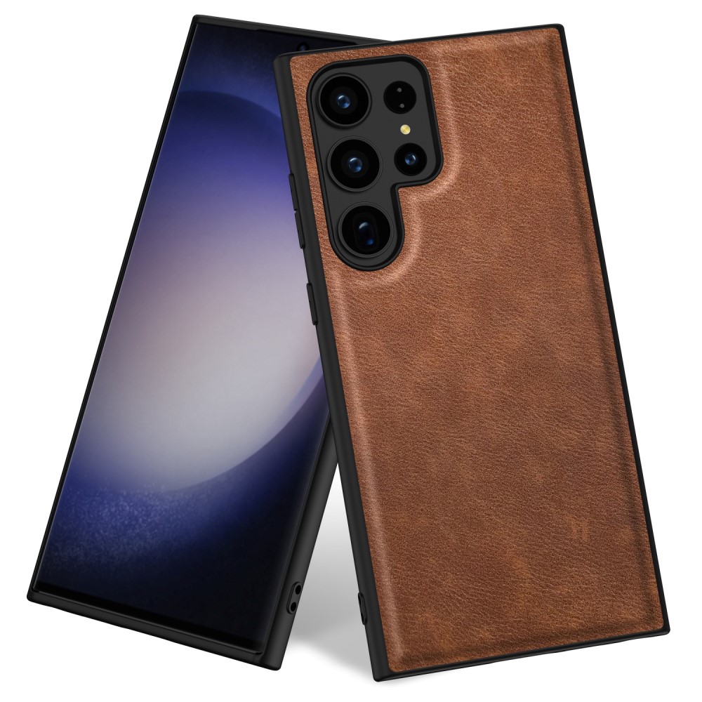  Galaxy S24 Ultra Läderbelagt Hybrid Skal Brun