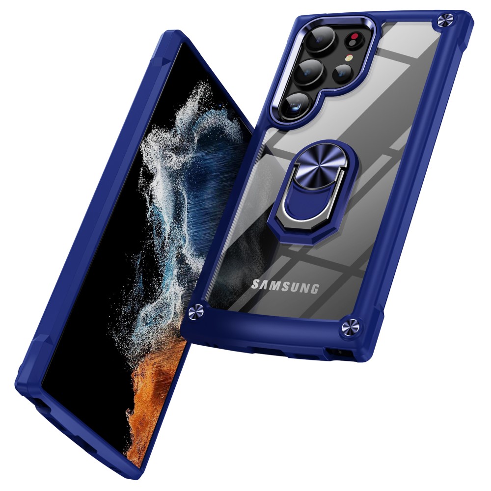  Galaxy S24 Ultra Skal Shockproof Ring Hybrid Blå