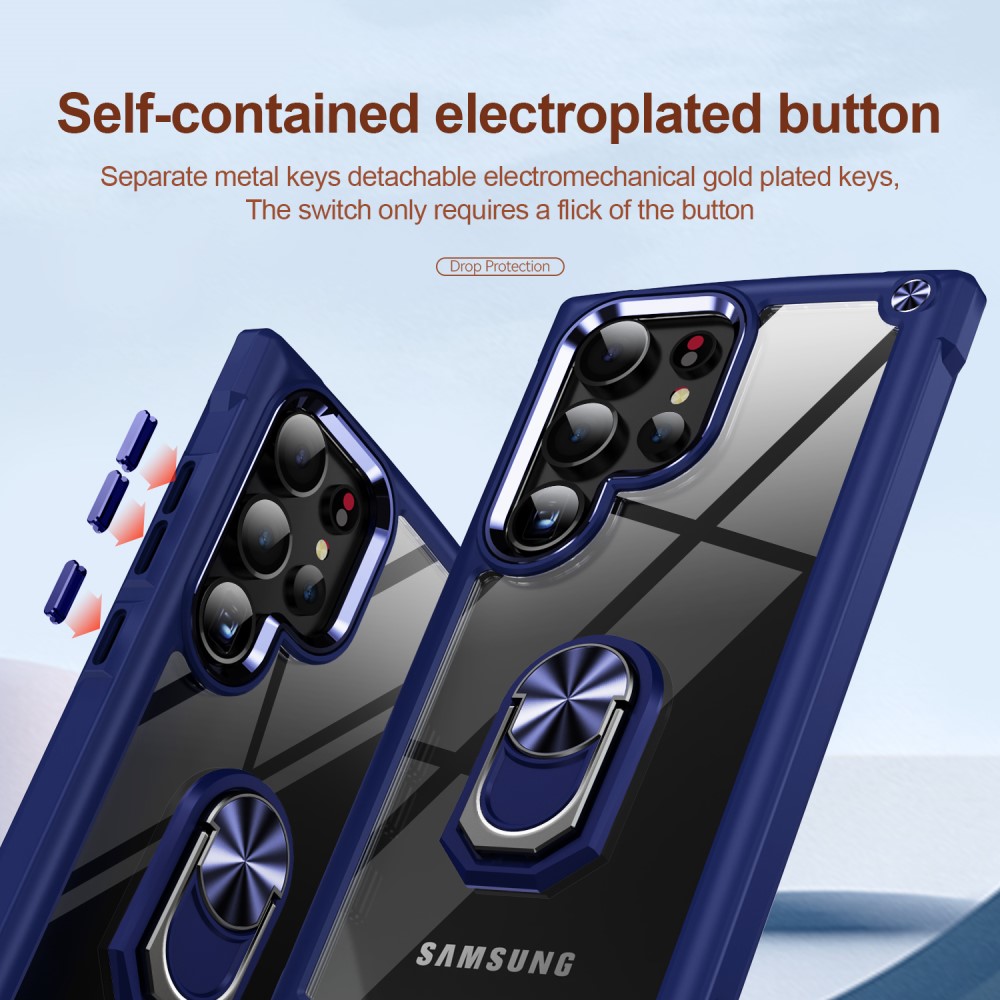  Galaxy S24 Ultra Skal Shockproof Ring Hybrid Blå