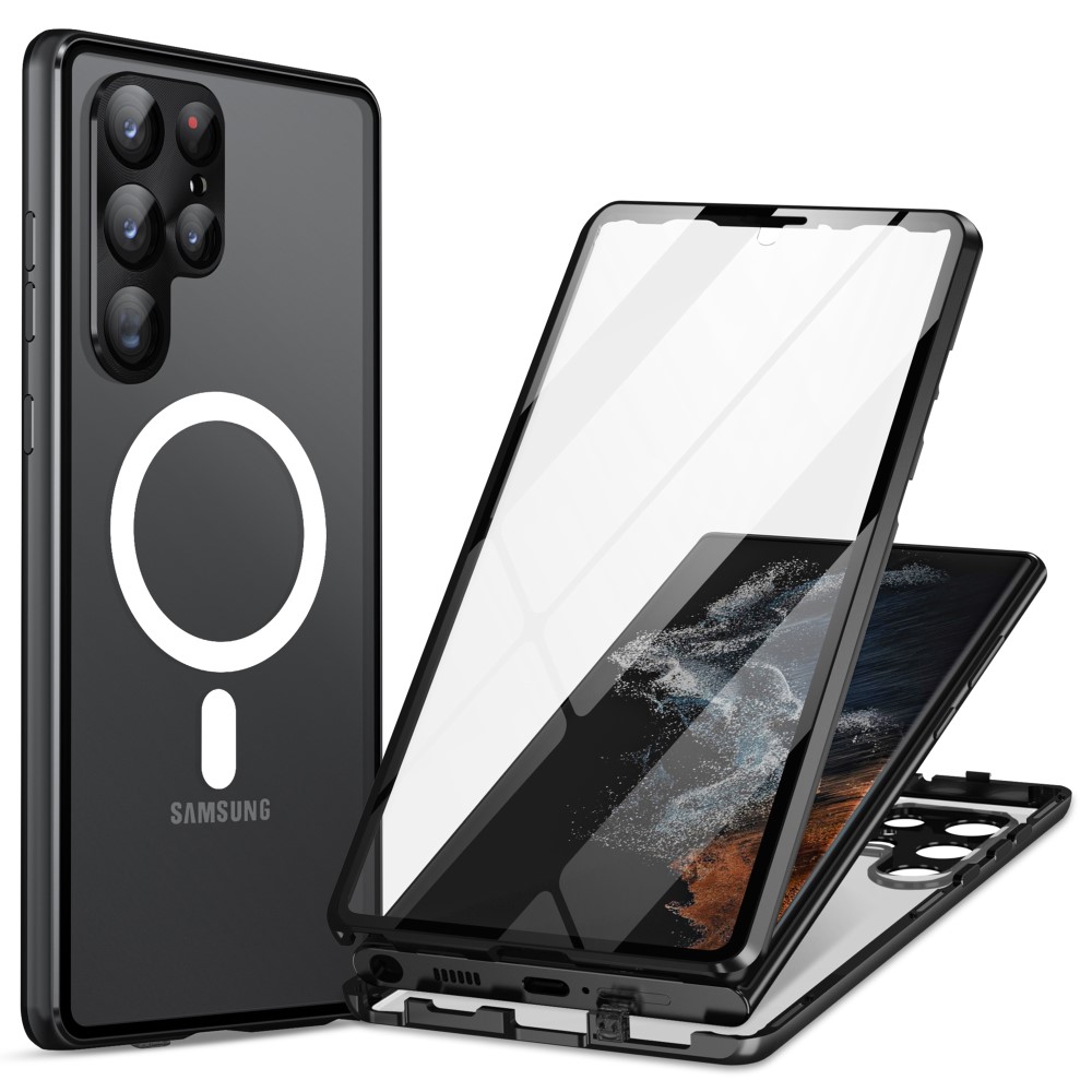  Galaxy S24 Ultra Skal MagSafe 360 Hybrid Härdat Glas Svart