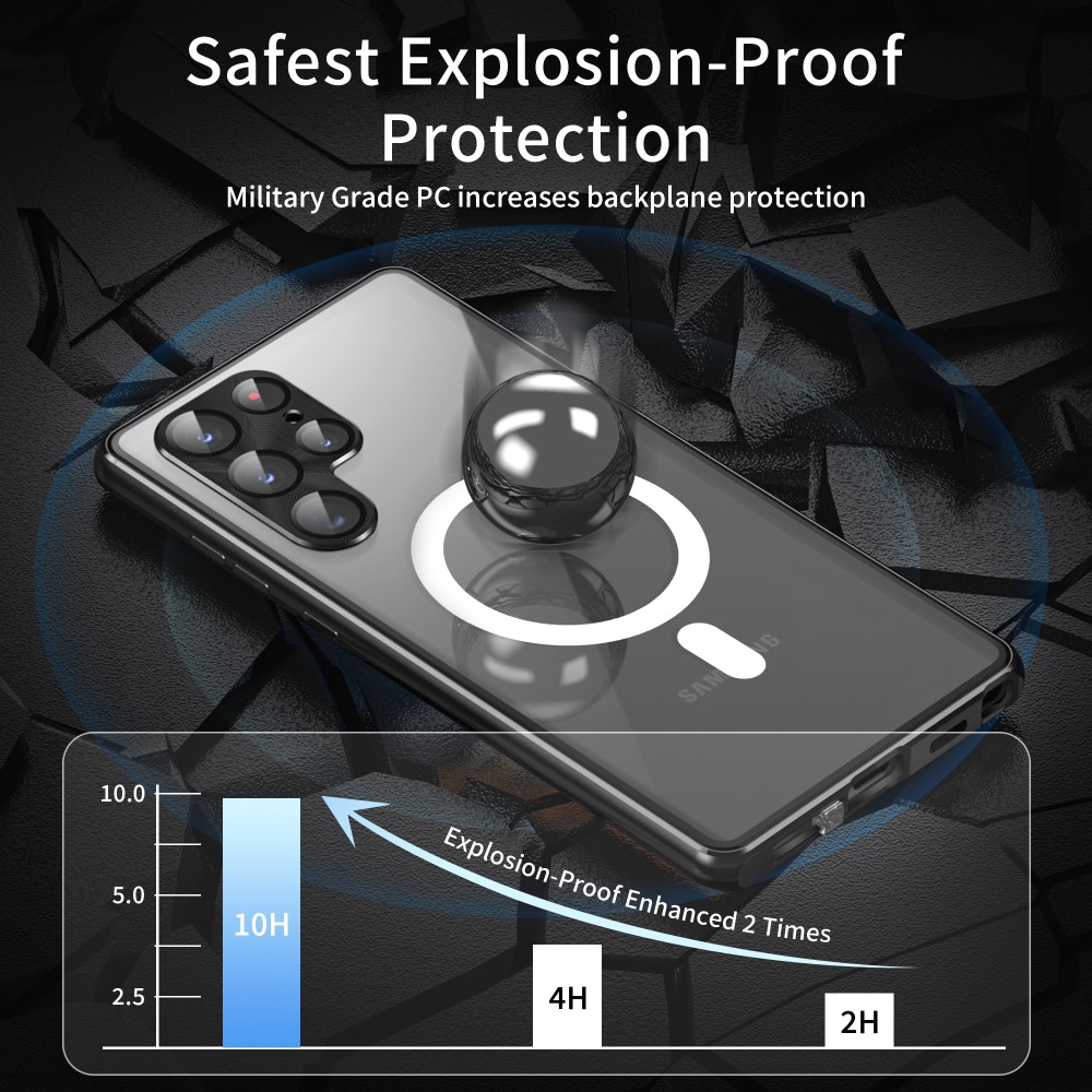  Galaxy S24 Ultra Skal MagSafe 360 Hybrid Härdat Glas Svart