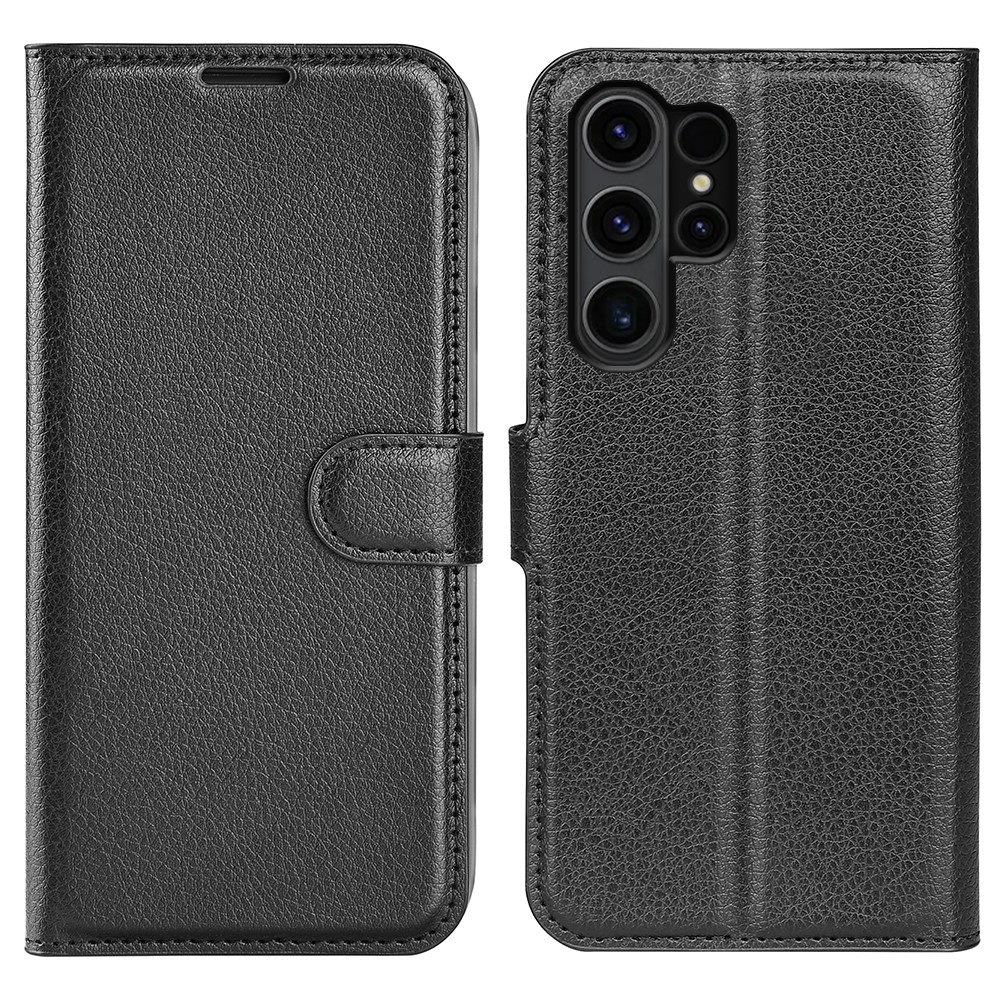  Samsung Galaxy S24 Ultra Fodral Läder Litchi Svart