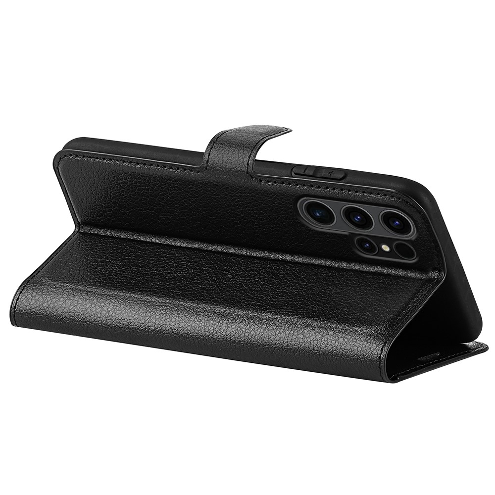  Samsung Galaxy S24 Ultra Fodral Läder Litchi Svart