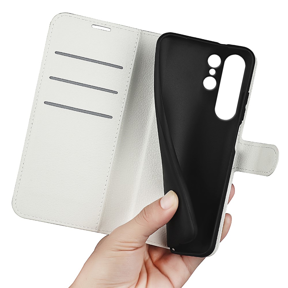  Samsung Galaxy S24 Ultra Fodral Läder Litchi Vit