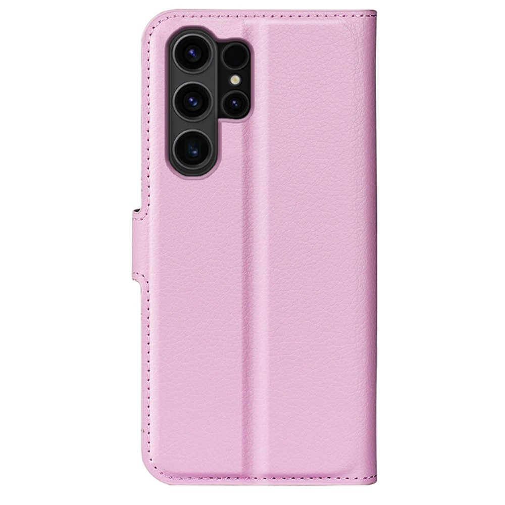  Samsung Galaxy S24 Ultra Fodral Läder Litchi Ljus Rosa