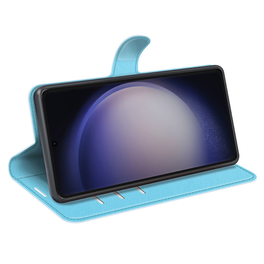  Samsung Galaxy S24 Ultra Fodral Läder Litchi Ljus Blå
