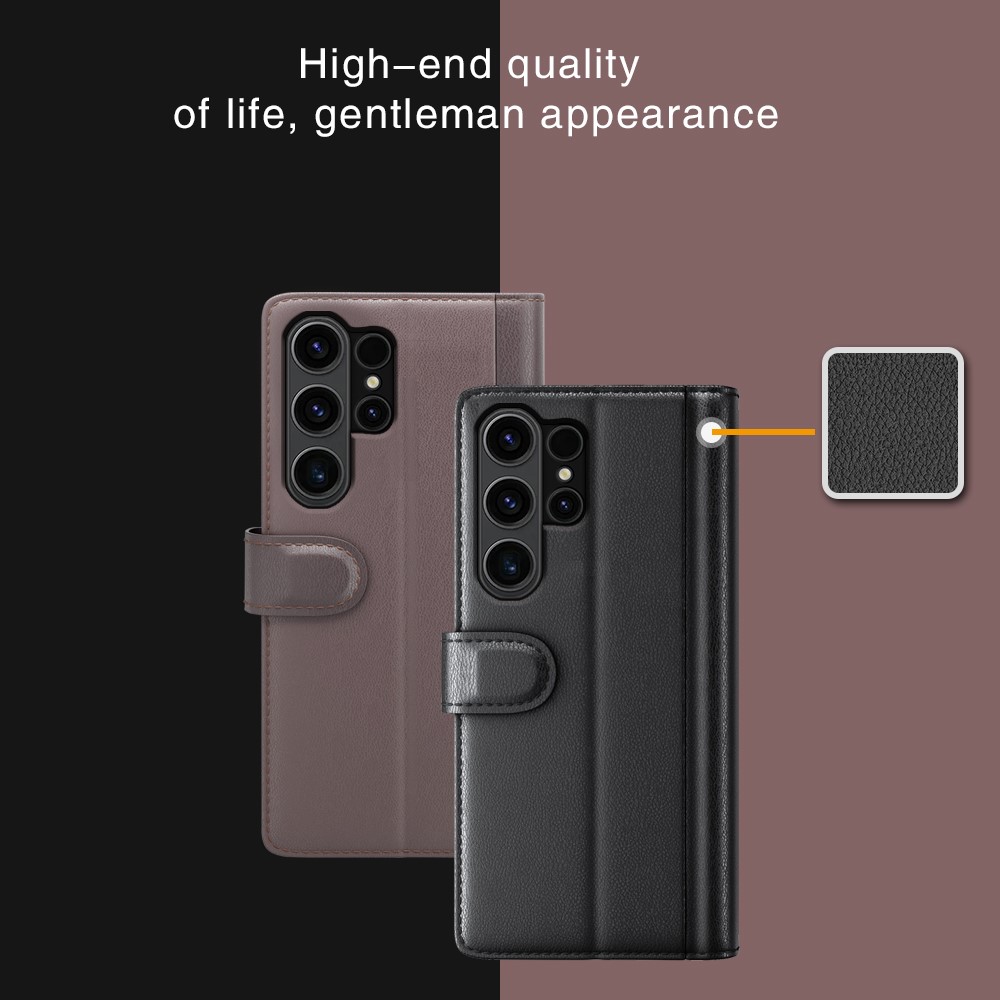  Samsung Galaxy S24 Ultra Fodral Premium Äkta Läder Svart