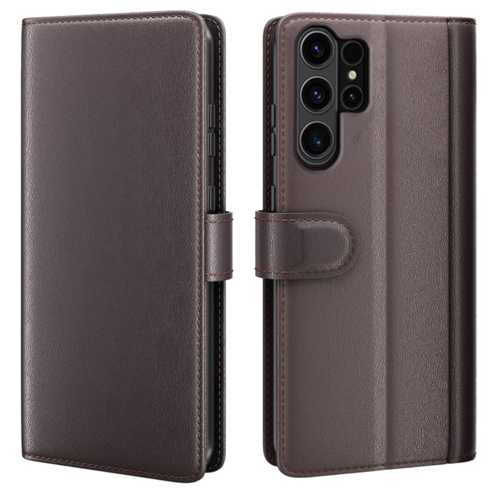  Samsung Galaxy S24 Ultra Fodral Premium Äkta Läder Brun