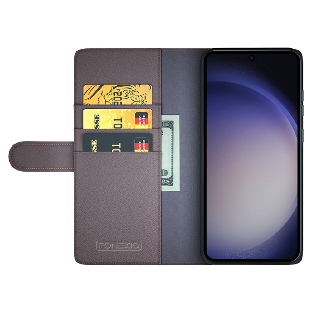  Samsung Galaxy S24 Ultra Fodral Premium Äkta Läder Brun