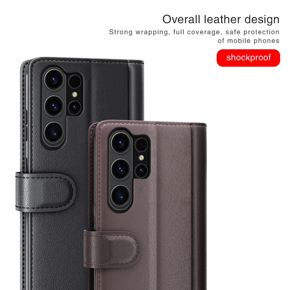 Samsung Galaxy S24 Ultra Fodral Premium Äkta Läder Brun