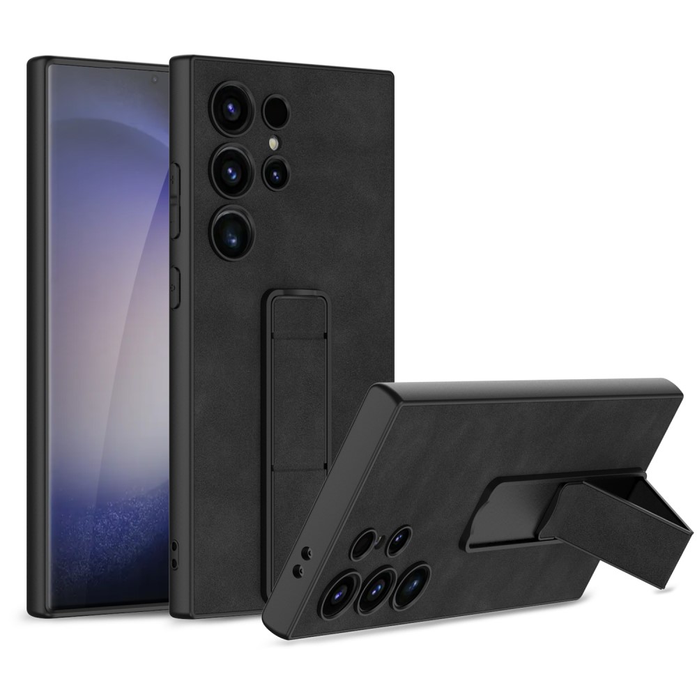 GKK GKK Galaxy S24 Ultra Skal Läder Kickstand Matt Svart