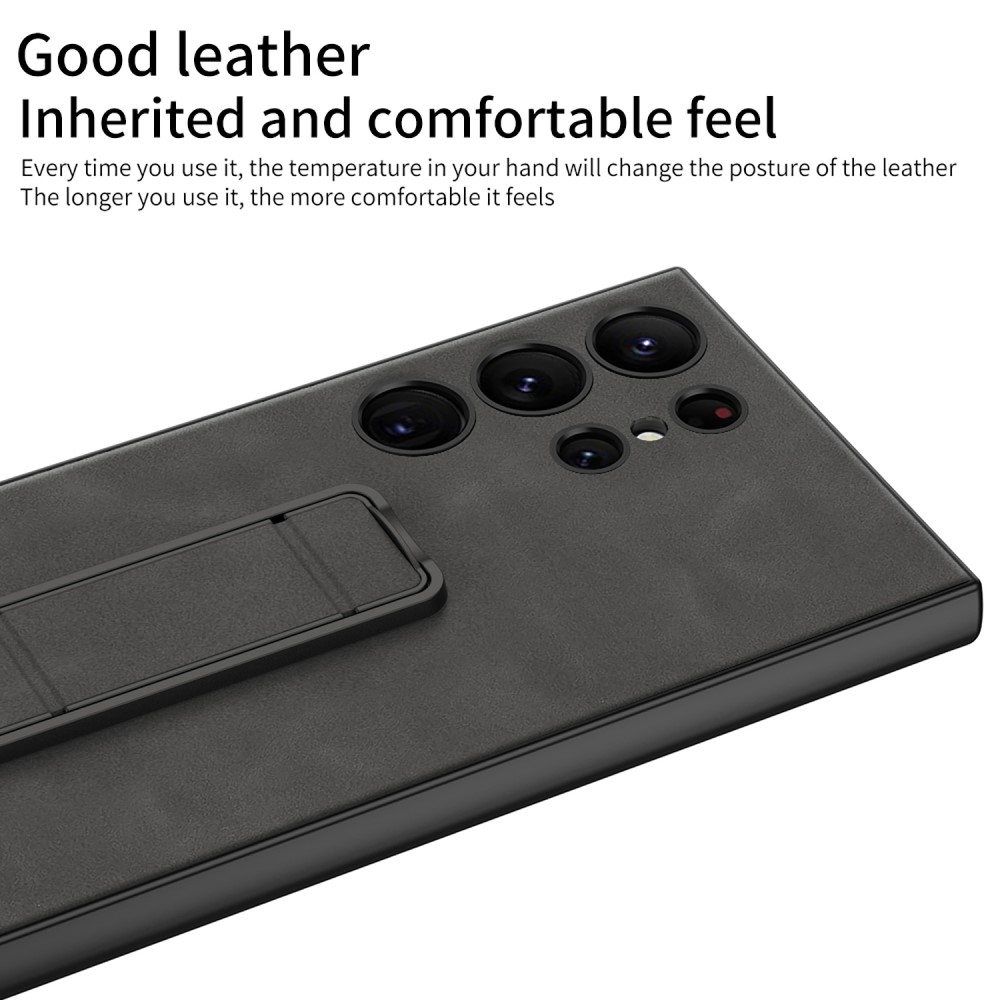 GKK GKK Galaxy S24 Ultra Skal Läder Kickstand Matt Svart