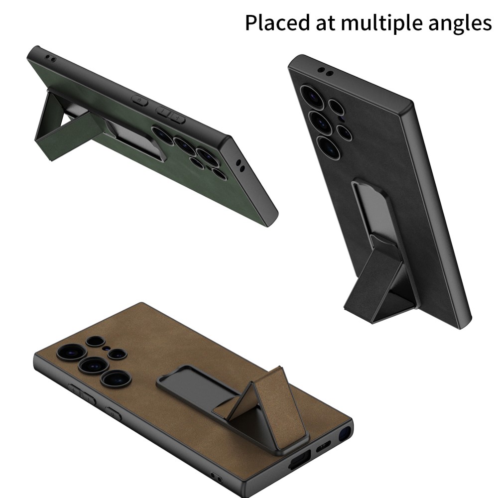 GKK GKK Galaxy S24 Ultra Skal Läder Kickstand Matt Svart