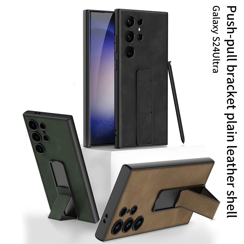 GKK GKK Galaxy S24 Ultra Skal Läder Kickstand Matt Svart