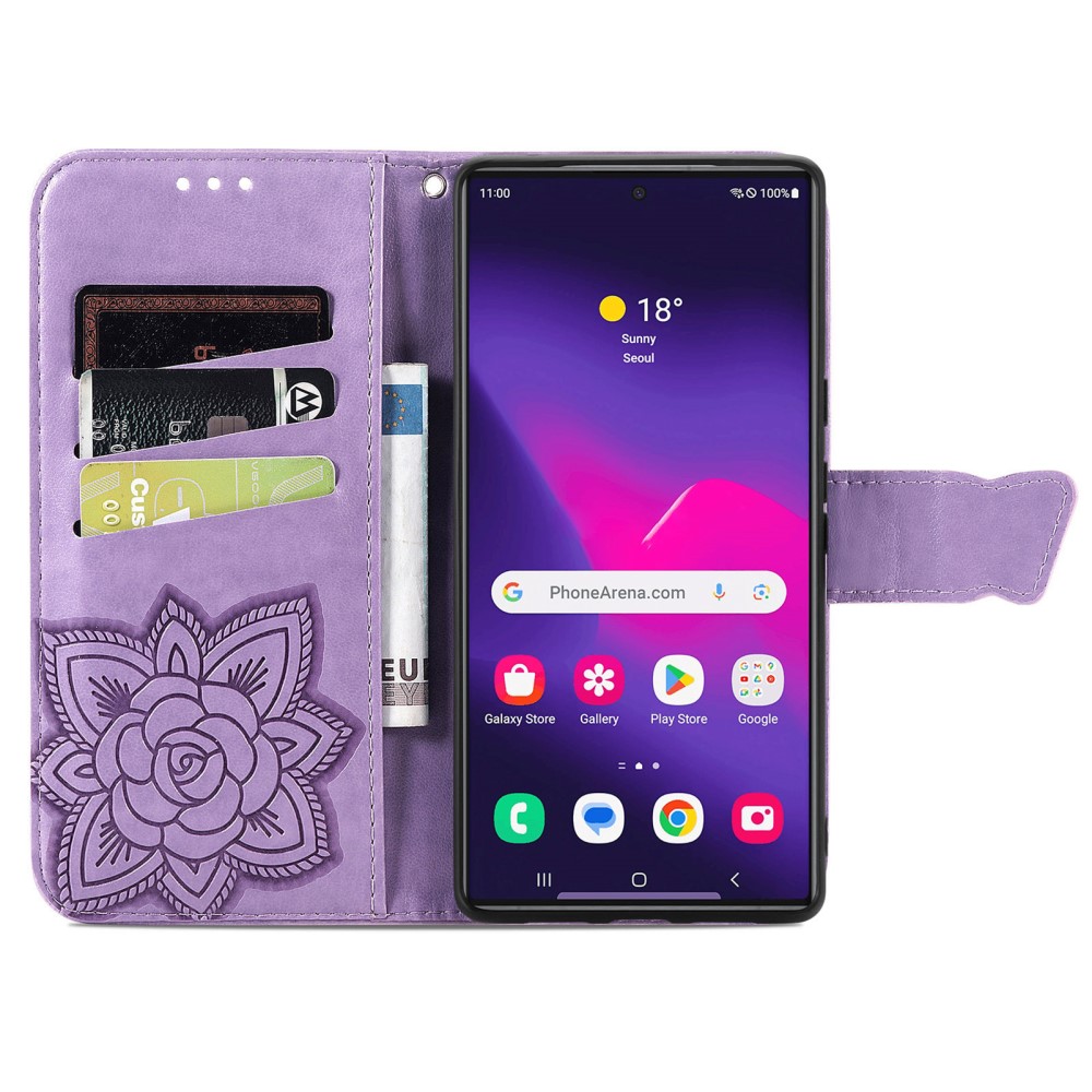 Samsung Galaxy S24 Ultra Fodral Big Butterfly Ljus Lila
