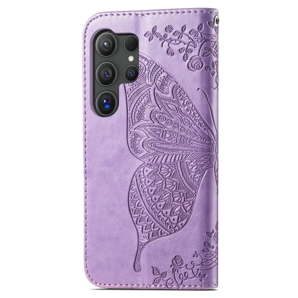  Samsung Galaxy S24 Ultra Fodral Big Butterfly Ljus Lila