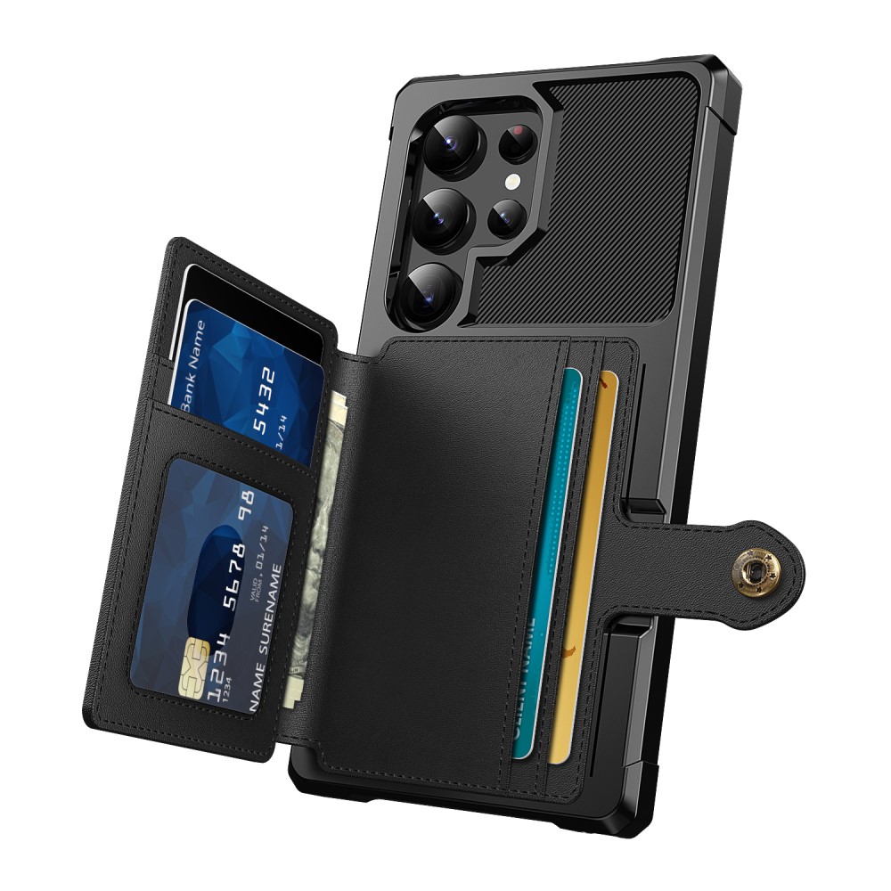  Galaxy S24 Ultra Skal Med Plånboksfunktion Svart