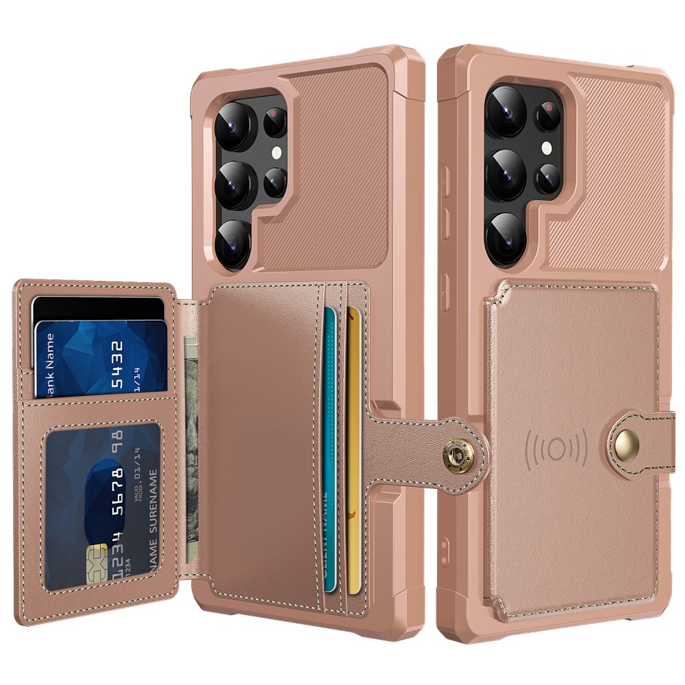  Galaxy S24 Ultra Skal Med Plånboksfunktion Roséguld