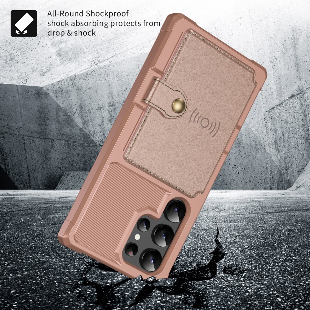  Galaxy S24 Ultra Skal Med Plånboksfunktion Roséguld