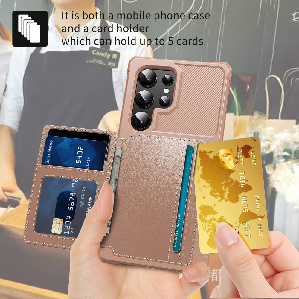  Galaxy S24 Ultra Skal Med Plånboksfunktion Roséguld