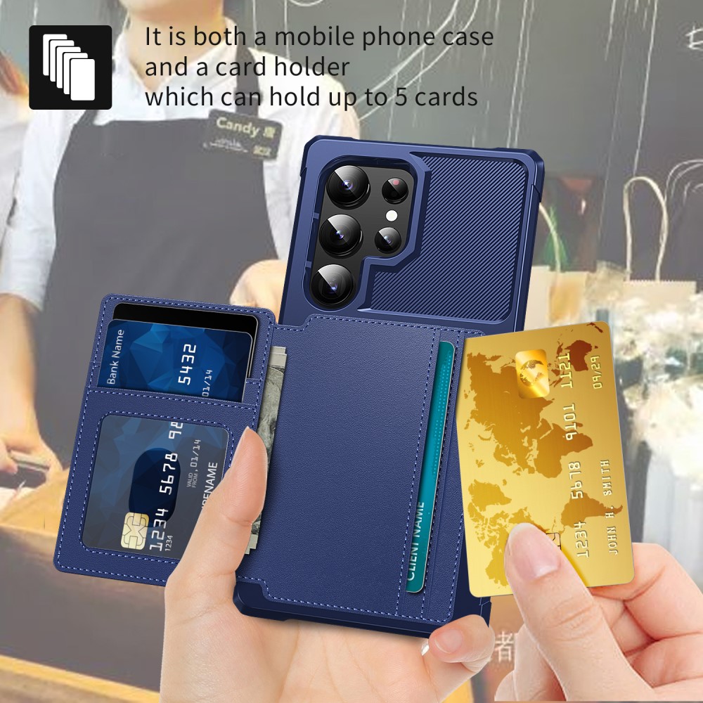  Galaxy S24 Ultra Skal Med Plånboksfunktion Blå