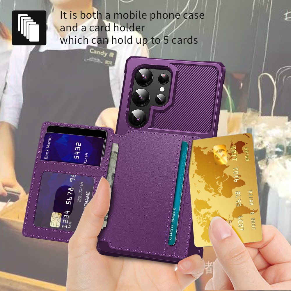  Galaxy S24 Ultra Skal Med Plånboksfunktion Lila