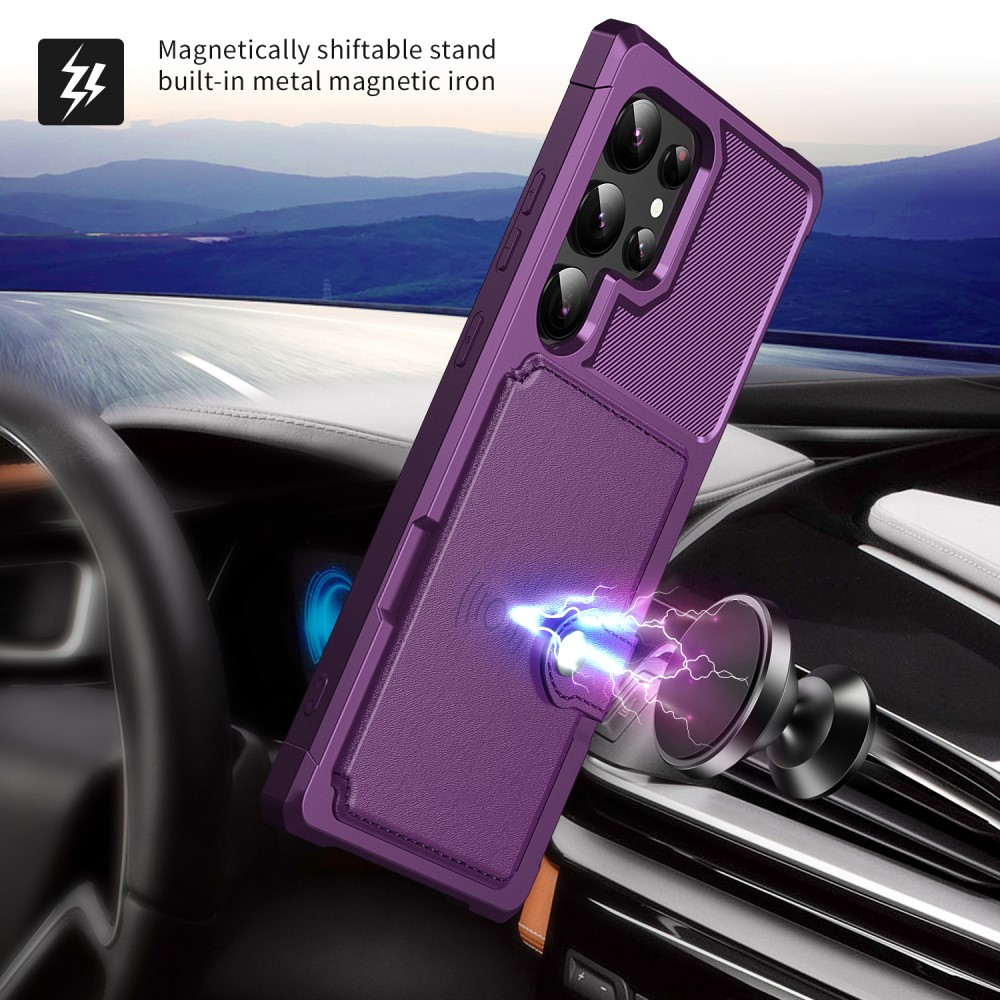  Galaxy S24 Ultra Skal Med Plånboksfunktion Lila