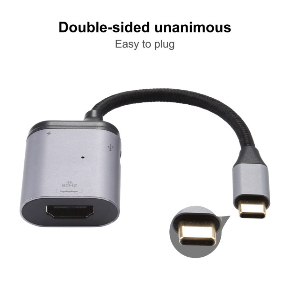  100W USB-C PD Till HDMI Kabel Adapter 4K 60Hz