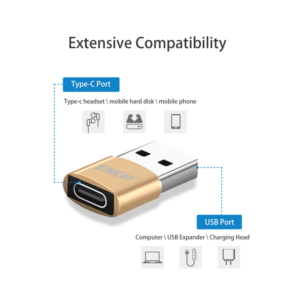 ENKAY ENKAY USB-A Till USB-C Adapter Svart