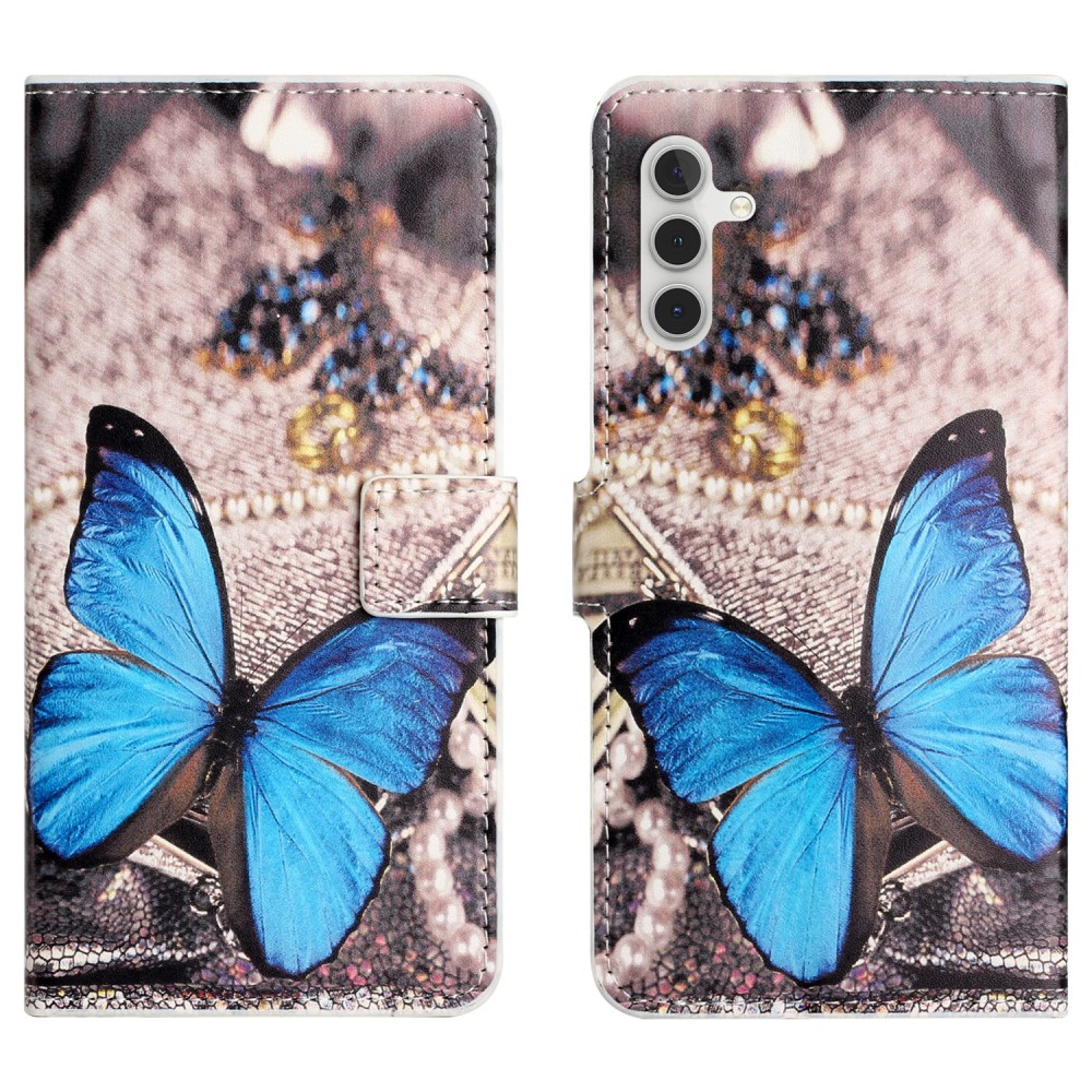  Samsung Galaxy A15 5G Fodral Med Tryck Blå Fjäril