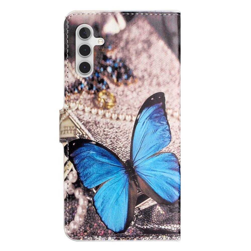  Samsung Galaxy A15 5G Fodral Med Tryck Blå Fjäril