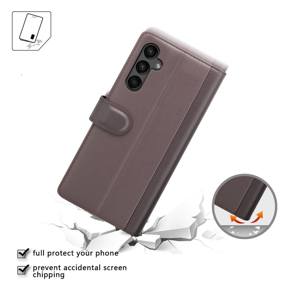  Samsung Galaxy A15 5G Fodral Premium Äkta Läder Brun