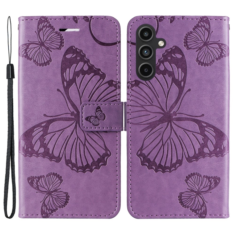  Samsung Galaxy A15 5G Fodral Fjäril Tryck Lila