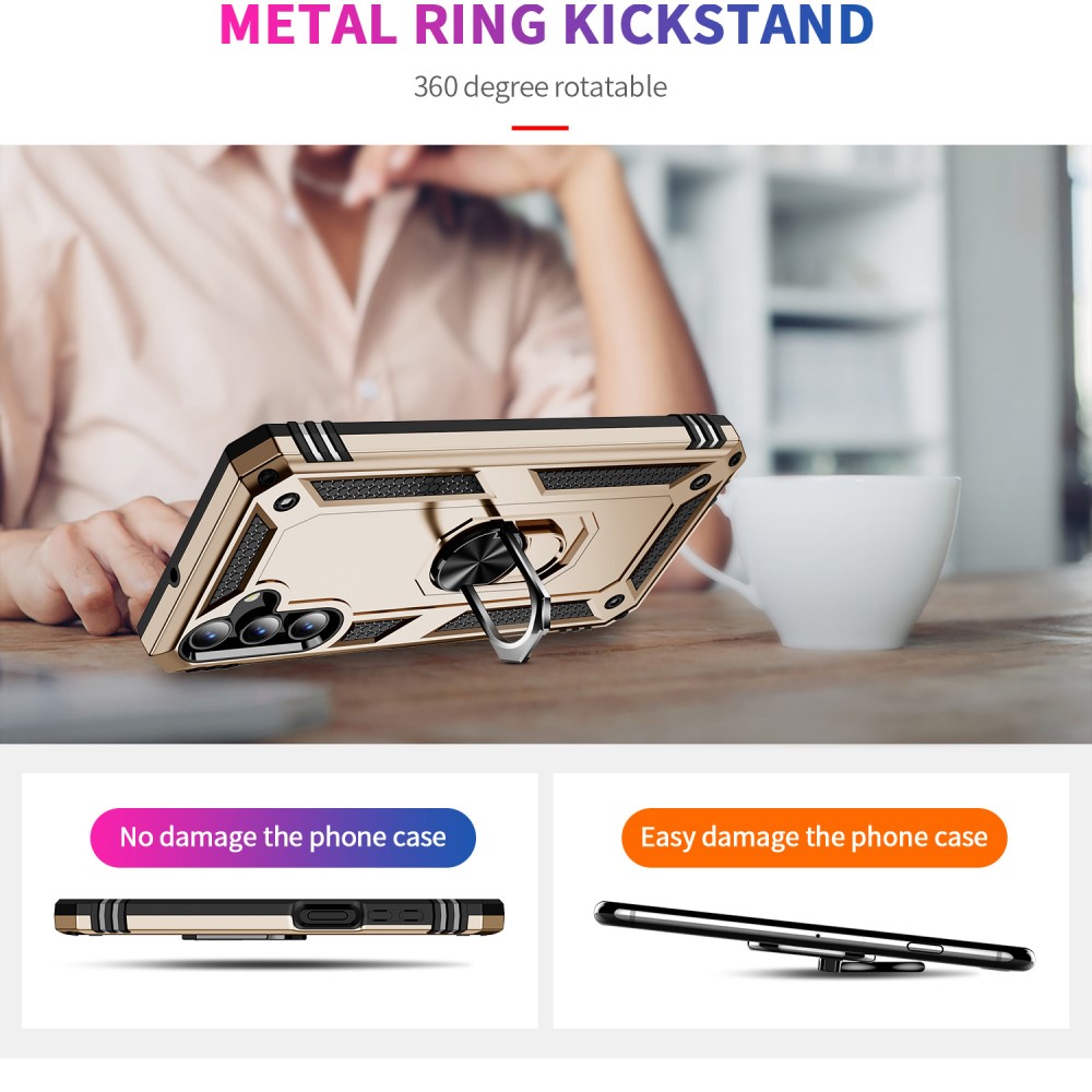  Samsung Galaxy A15 5G Skal Armor Ring Hybrid Guld