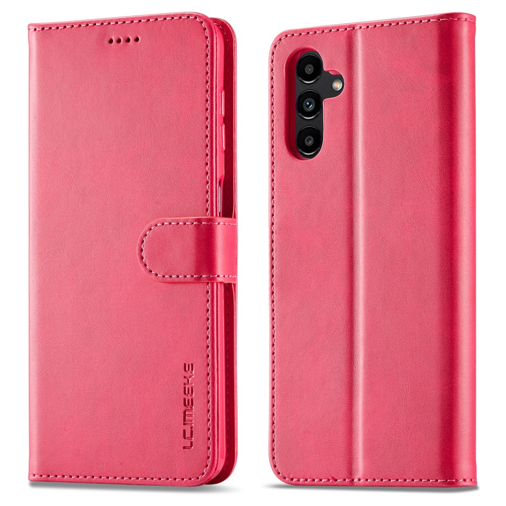 LC.IMEEKE LC.IMEEKE Galaxy A15 4G/5G Fodral Läder Rosa/Röd