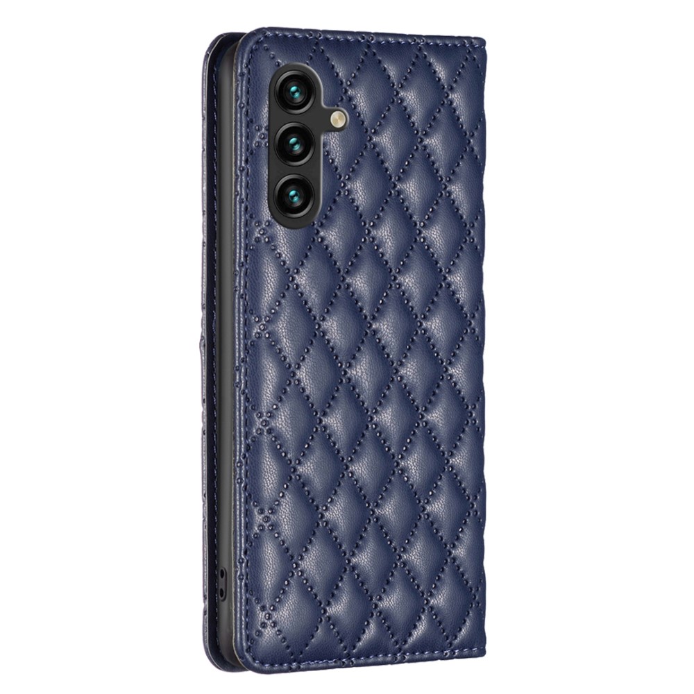 BINFEN BINFEN Galaxy A35 5G Fodral Flip Diamond Läder Blå