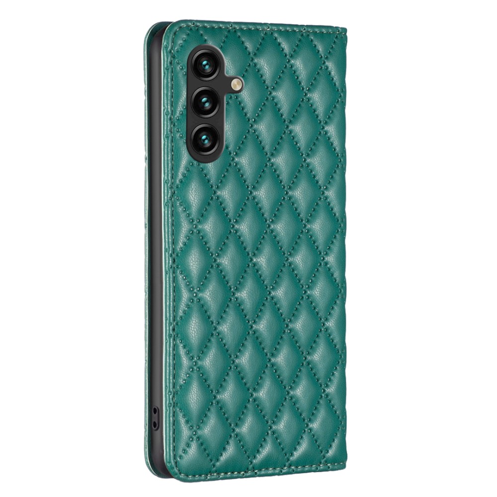BINFEN BINFEN Galaxy A35 5G Fodral Flip Diamond Läder Grön