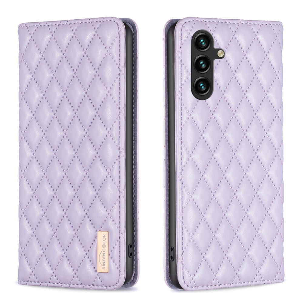 BINFEN BINFEN Galaxy A35 5G Fodral Flip Diamond Läder Lila