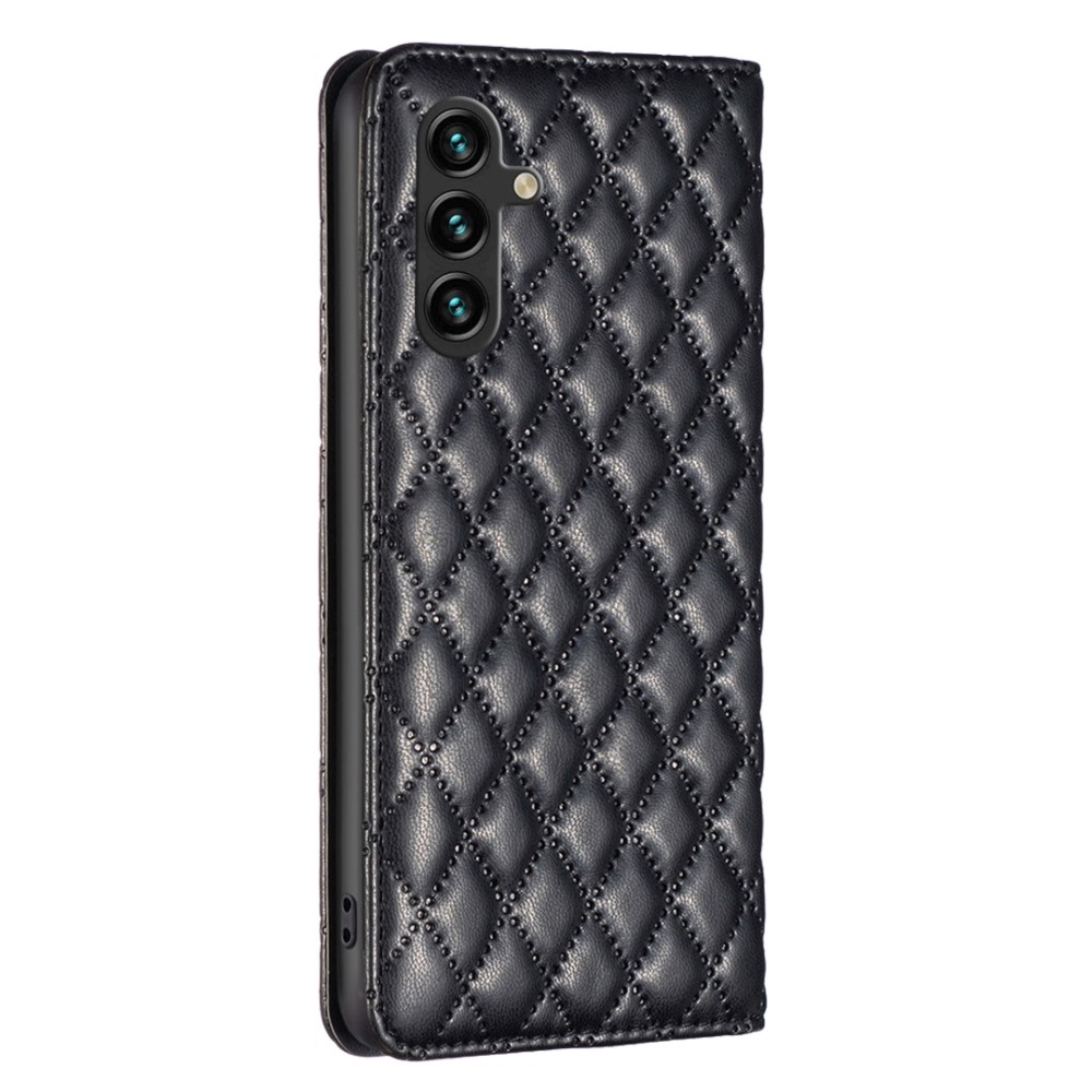 BINFEN BINFEN Galaxy A35 5G Fodral Flip Diamond Läder Svart