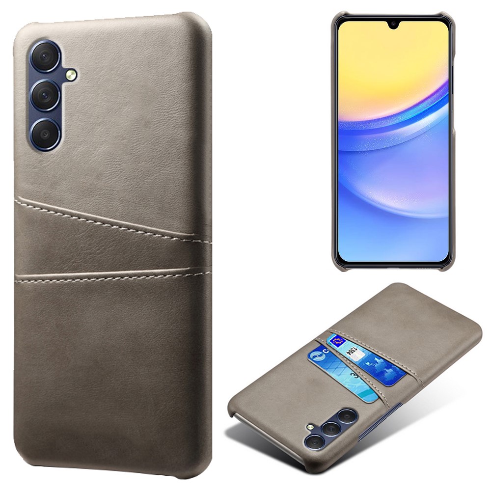  Samsung Galaxy A15 5G Skal Läderbelagt Med Kortfack Grå