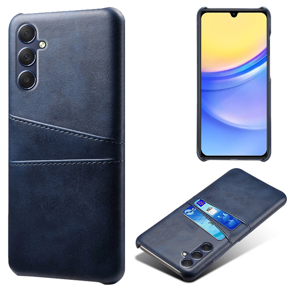  Samsung Galaxy A15 5G Skal Läderbelagt Med Kortfack Blå