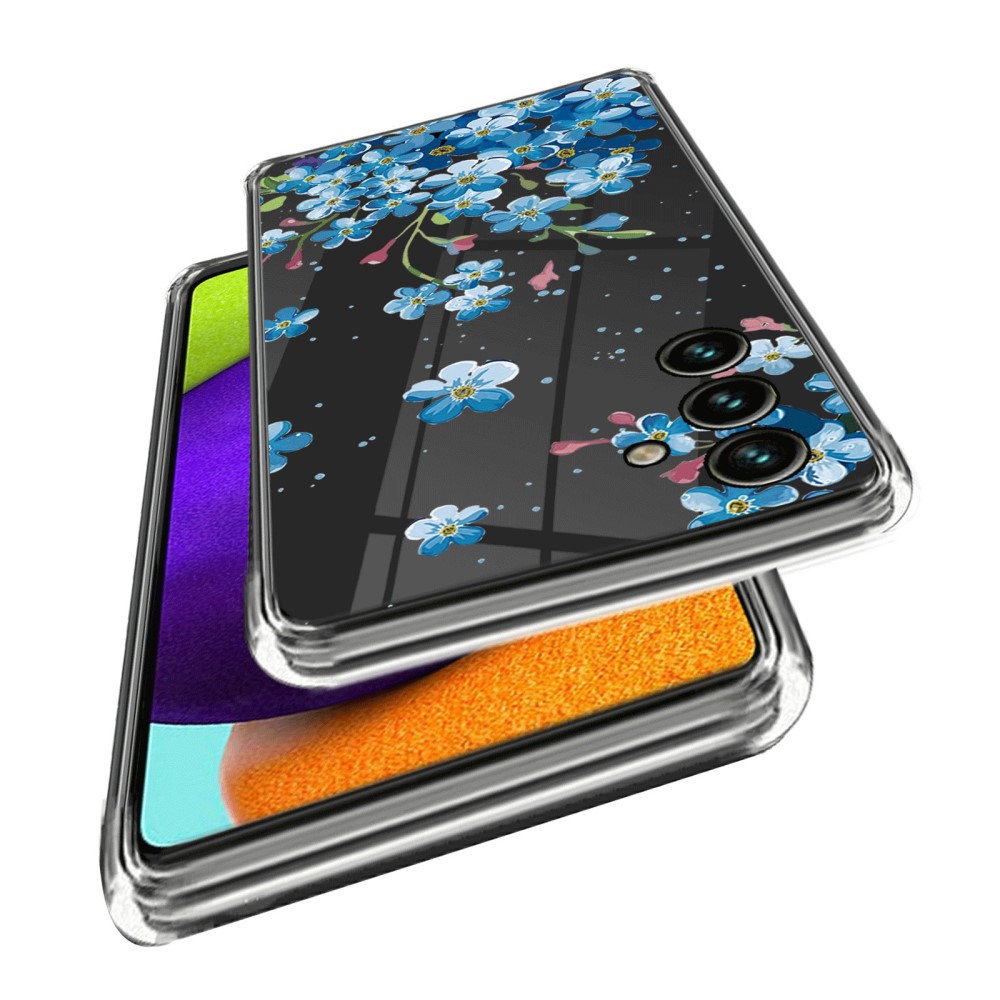  Samsung Galaxy A15 5G Skal TPU Med Tryck Blå Blommor