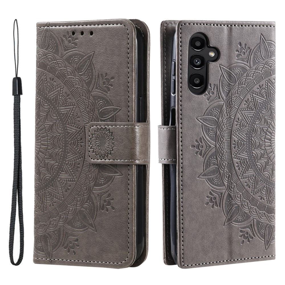  Samsung Galaxy A35 5G Fodral Mandala Läder Grå