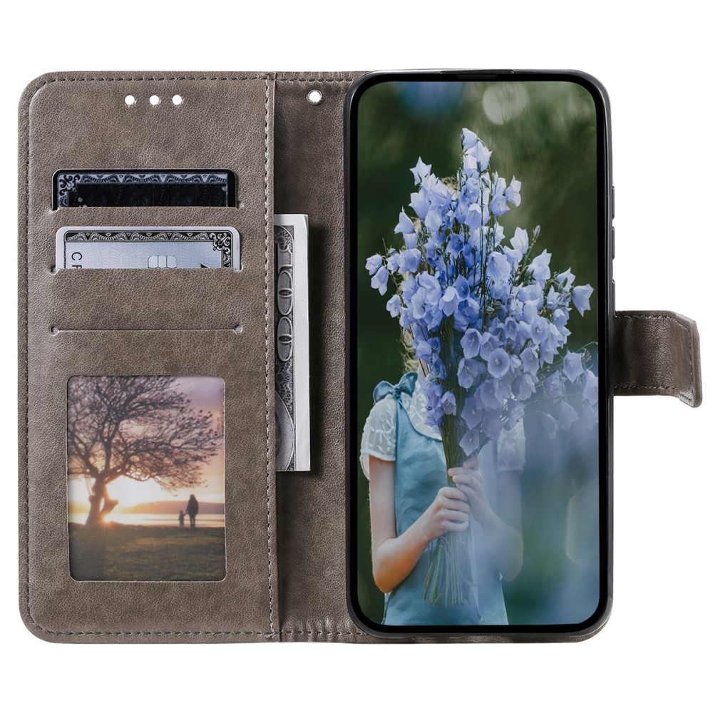  Samsung Galaxy A35 5G Fodral Mandala Läder Grå