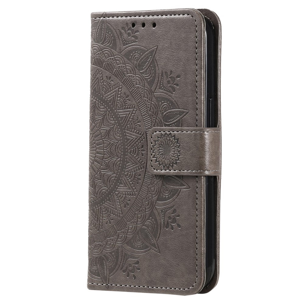  Samsung Galaxy A35 5G Fodral Mandala Läder Grå